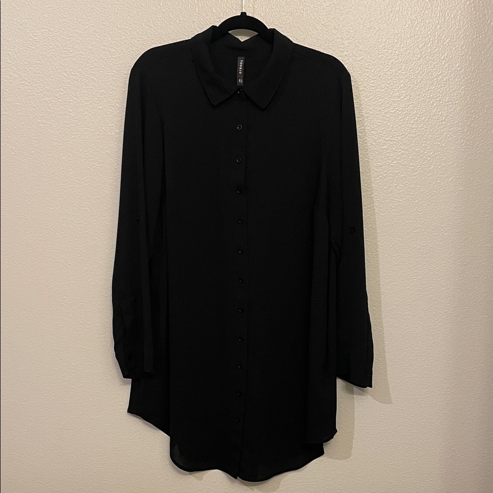 Torrid Black Button Down Tunic Shirt Cover Up